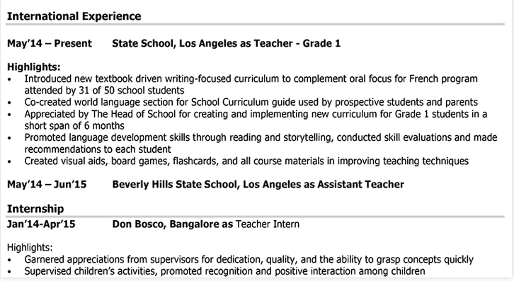 How To Write A Professional Teacher S Cv Example Format Sample