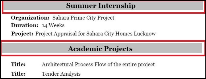 resume headings