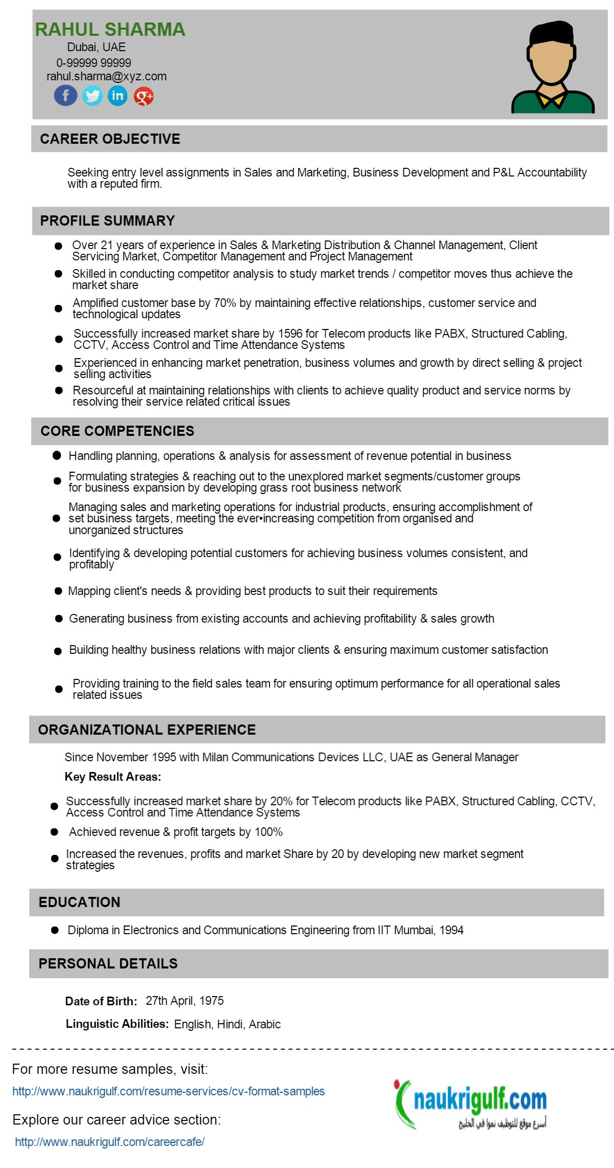 Director of sales and business development resume